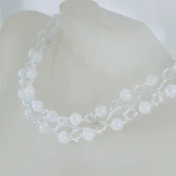 Necklace Silver 925 - Duo Moonstone-Diaphanous white - Necklace Silver 925 - Argent 925